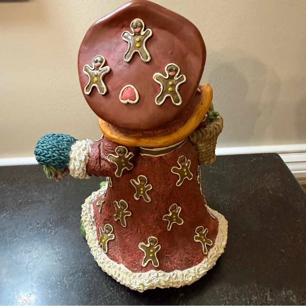 Festive Gingerbread Santa Claus Figurine - Red and Green
